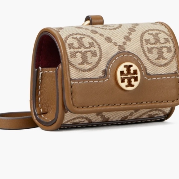 Tory Burch Tan and Cream Jacquard AirPods Case - Picture 6 of 8